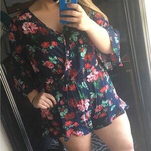 Floral Romper with Bell Sleeves
